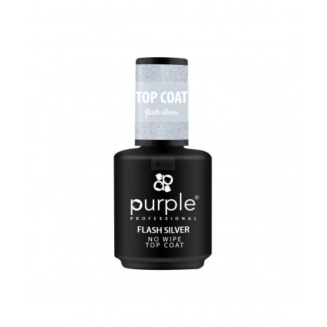 Top Coat sem Goma Flash Silver 15ml Purple