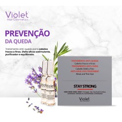 Ampolas Stay Strong Tratamento Anti-Queda para Cabelos Finos e Fracos 12*10ml - Violet Hair Cosmetics